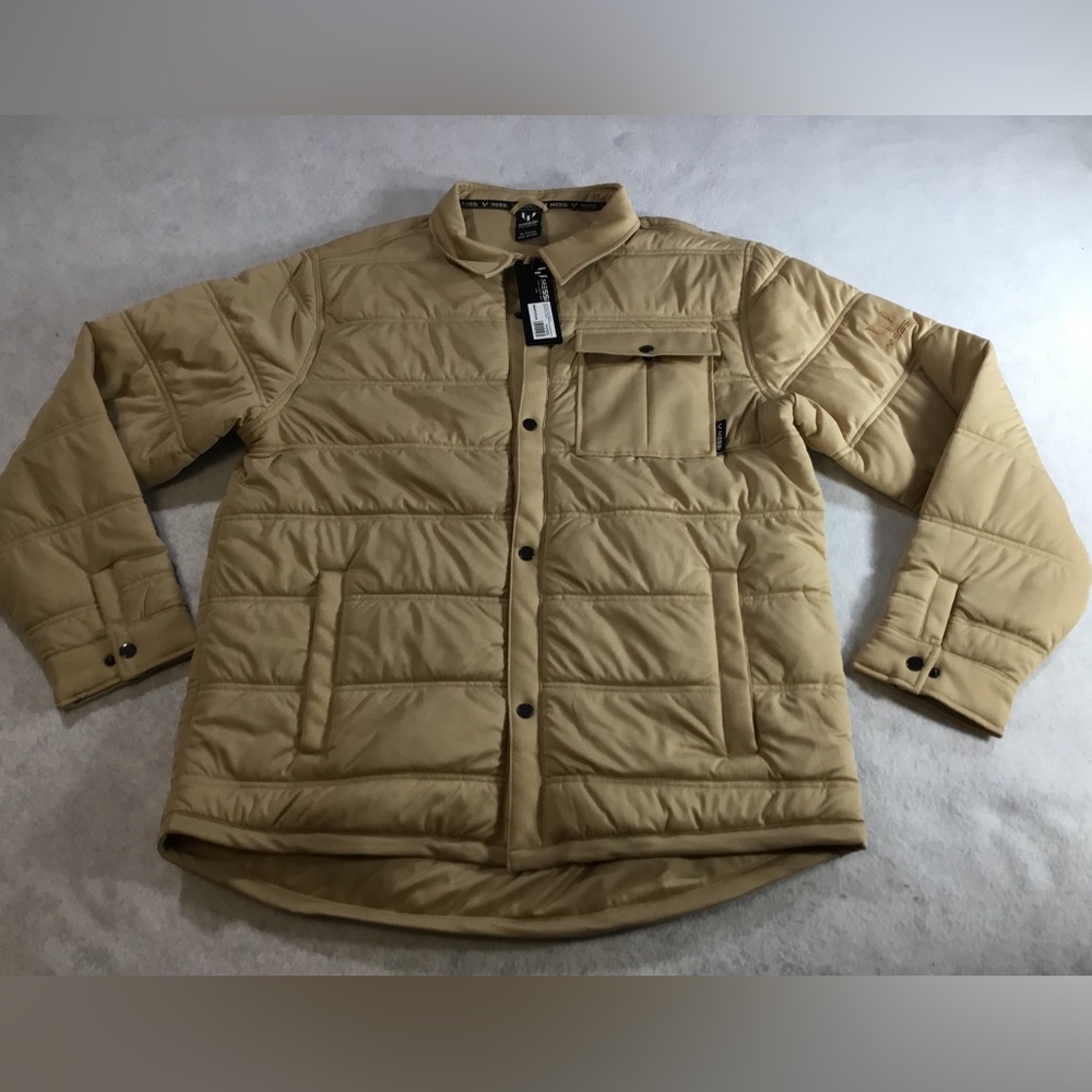 Messi Men's Quilted Puffer Shacket Jacket in Tan SZ XL NWT